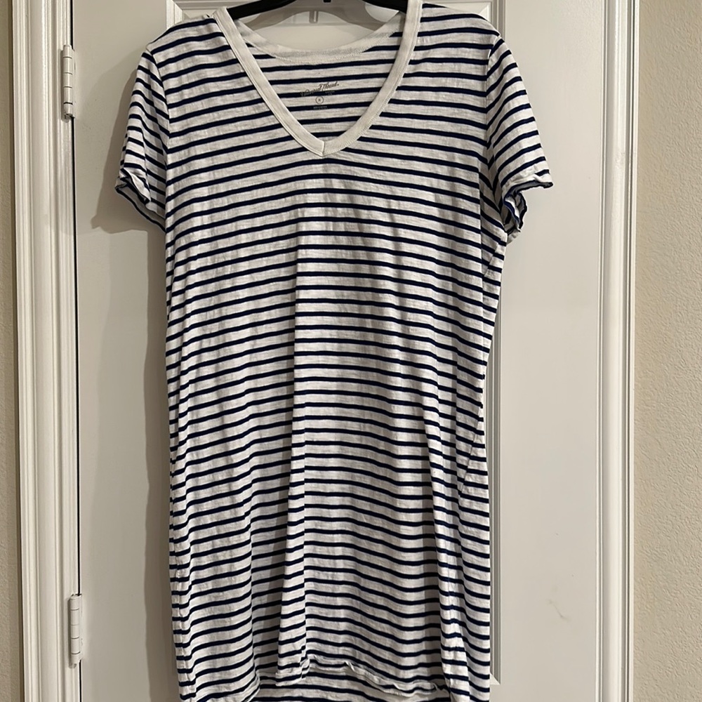 Blue & white striped tshirt dress